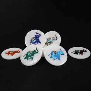 Sous-verres en marbre d'éléphant incrusté, ensemble de sous-verres artisanaux en pierre indienne, protection de table, décoration intérieure, cadeau pour elle ou lui - Product Image 2