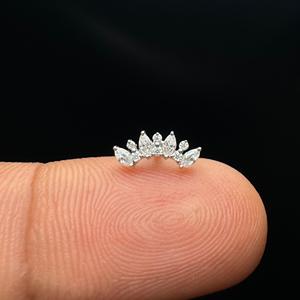 ต่างหูเพชรทรงมาร์คีส์แบบกลุ่ม ประดับเพชรแล็บโกรว์ ทองคำแท้ 14K ดีไซน์เรียบหรู สำหรับเจาะหูแบบ Conch Helix Cartilage - Product Image 1