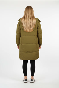 Elegante Abrigo Largo Acolchado para Mujer, Chaqueta Ligera con Capucha, Prenda Exterior de Poliéster - Product Image 4