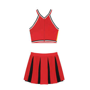 Uniforme clásico de porristas con falda plisada y top ajustado para el espíritu de equipo, conjunto de uniforme de porristas de la mejor calidad OEM. - Product Image 2