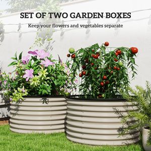 Set di 2 aiuole rialzate in metallo bianco crema con bordi di sicurezza, montaggio rapido, fioriere per giardino - Product Image 4