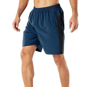 กางเกงฟิตเนสขาสั้นผ้าคอตตอนใส่สบายสำหรับผู้ชายปรับแต่งได้เอวกลางออกกำลังกายวิ่งยิมฟิตเนสเอวยางยืดสีทึบ - Product Image 1