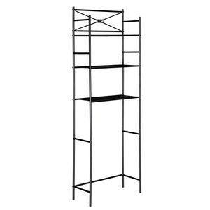 Scaffale Moderno a 3 Ripiani in Metallo Nero da Posizionare Sopra il WC, Salvaspazio per Bagno e Doccia - Product Image 1