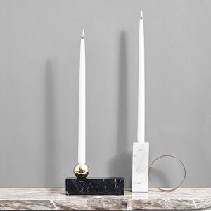 Marble <b>Candlestick</b> Holder Set of 3 <b>White</b> and Black Taper Candle Holders for Home Decoration - Product Image 6