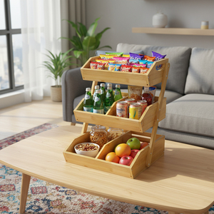 Organisateur de comptoir de salle de bain en bambou à 3 niveaux, étagère de rangement <span class=keywords><strong>pour</strong></span> produits de soin et cosmétiques - Product Image 4