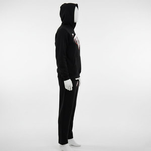 Conjunto Deportivo Econex Unisex con Sudadera con Capucha Negra y Pantalones Jogger, Estilo Urbano, Estampado, Felpa de Algodón, Ropa de Otoño Transpirable - Product Image 3