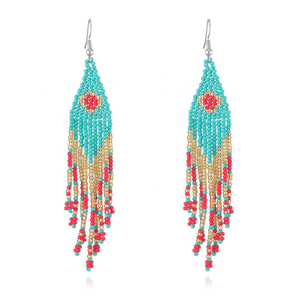 Pendientes Largos de Borlas con Cuentas Tejidas a Mano para Mujer, Joyería Moderna para Bodas y Fiestas por MD HANDICRAFTS - Product Image 1