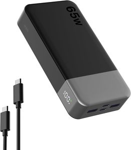 NOBIS <span class=keywords><strong>Power</strong></span> <span class=keywords><strong>Bank</strong></span> 65W 20000mAh com Display Digital, Carregamento Rápido Dual USB-C/USB-A para Laptop, Telefone, Tablet, Ideal para Viagens - Product Image 1