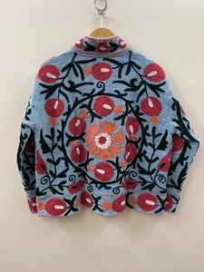 Chaqueta Bomber Boho con Cuello Alto y Estampado Floral Étnico para Mujer, Otoño/Invierno, Bordado Ecológico, 100% Algodón - Product Image 2