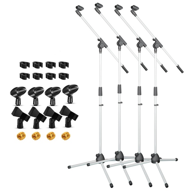 5 Core Mic Stand Floor 4Pc Adjustable 72" Tripod Microphone Stands w Telescoping Boom Arm