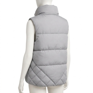 Gilet matelassé léger sans manches à col montant et fermeture éclair intégrale pour femme, en tricot, écologique, respirant, 100 % coton, chaud - Product Image 3