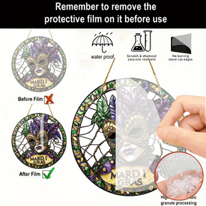 CIFbuy Maschera di Mardi Gras Acrylic Suncatcher Effetto Vetro Decorazione Finestra Giardino Festa Cristallo TikTok per Temu - Product Image 4