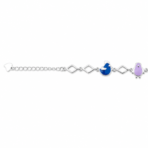 925 Sterling Silver Bird Charm <b>Anklet</b> with Blue and Purple Enamel Accents High Polish Animal Style Jewelry for Girls Women Daily - Product Image 2