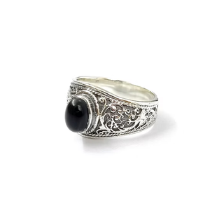 Bague ovale en onyx noir, argent sterling 925, faite à la main, minimaliste, JAIPUR SILVER, bijoux en argent fin, prix de gros - Product Image 2