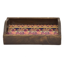 Bandeja pequeña de madera con base impresa a color, diseño artesanal elegante, perfecta para servir té, café y aperitivos, tamaño 10x6x2 pulgadas - Product Image 4