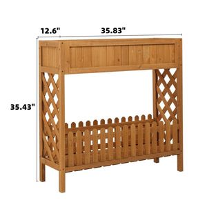 Fioriere da Parete in Legno con Ripiano Portaoggetti, Vaso per Piante da Interno e Giardino - Product Image 2