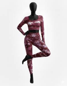 Ensemble de yoga pour femmes, meilleure qualité, texture unie, impression numérique, 2 pièces, respirant, taille haute - Product Image 5