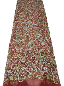 Colección Moderna Heritage 2026: Impresionante Tela de Encaje de 5 Yardas con Bordado y Trabajo Intrincado con Pedrería para Vestidos de Fiesta - Product Image 5