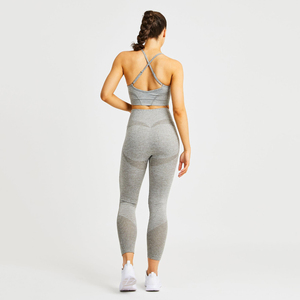 Leggings de sport à taille haute personnalisés pour le yoga, ensemble de yoga sans couture pour femmes - Product Image 3