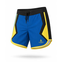 Shorts de Surf Personalizados para Hombre en Azul, Negro y Amarillo, de Secado Rápido, Transpirables, con Cordón Ajustable, para Playa y Deportes Acuáticos