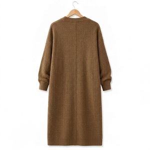 <b>Women's</b> <b>Long</b> Rib Knit <b>Cardigan</b> V-Neck Full Sleeve Button Front Solid Color Oversized Winter Sweater Casual Wear - Product Image 2