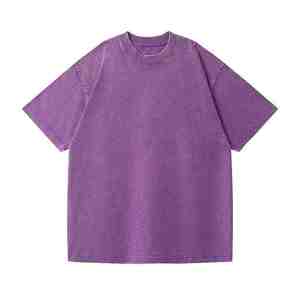 T-shirts pour hommes en coton délavé à l'acide et à la pierre, coupe oversize, effet vieilli, grammage lourd - Product Image 1