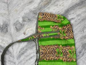 Sac fourre-tout bohème en coton à motifs panneaux et poignées rayées, ouverture supérieure, toutes saisons, sac de shopping, CADEAU POUR ELLE - Product Image 3