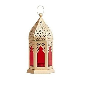 Modern Selling Portable Handmade <b>Moroccan</b> Metal & Glass Gold Finish Metal Candle Lantern Home <b>Decor</b> And Christmas - Product Image 1