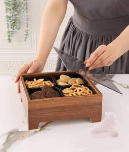 Best Design Eco-Friendly Wood Candy Nuts <b>Box</b> with Lid Divided Compartments Modern Polished Dry Fruit <b>Box</b> Lavie Creations LC-1450 - Product Image 5