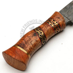 Cuchillo de Supervivencia y Caza Ambidiestro de Acero Damasco con Hoja de 8 Pulgadas, Edición Nueva Superior, Hecho a Mano con Mango de Madera de Olivo y Latón - Product Image 5