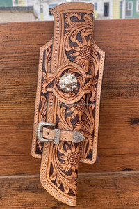 Western Floral Hand Tooled <b>Leather</b> Knife Sheath Holster with <b>Belt</b> Loop Carved Cowhide Genuine <b>Leather</b> Folding Knife Cover <b>Pouch</b> - Product Image 2