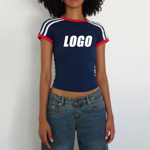 100% High Quality Women's Summer Solid Short Sleeve <b>Crop</b> <b>Top</b> Eco-Friendly Breathable Quick Dry Anti-UV Casual Comfortable Latest - Product Image 3