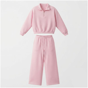 Conjunto de Ropa de Salón para Mujer: Sudadera con Media Cremallera y Pantalones Anchos Casuales, Atuendo Moderno de Streetwear, Disponible para Marca Privada - Product Image 3