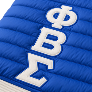 Chaqueta Acolchada Azul Rey para Hombre Phi Beta Sigma con Letras Griegas Bordadas y Cremallera Completa, Ligera y Acolchada para Invierno - Product Image 5