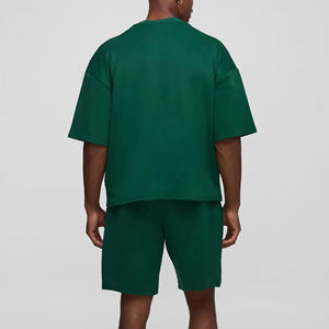 Ensemble court 2 pièces pour homme en coton 100% de qualité supérieure, style streetwear, avec logos imprimés en relief personnalisés, t-shirt et short unis pour l'été, style hip-hop - Product Image 6