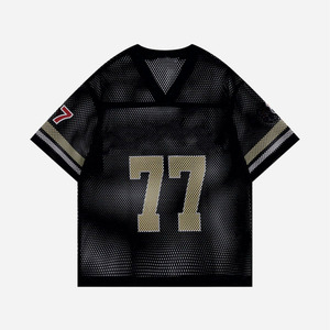 เสื้อฟุตบอลอเมริกันแบบตาข่ายสั่งทำสไตล์ Y2K สำหรับผู้ชาย เนื้อผ้าโพลีเอสเตอร์ระบายอากาศ คอวี ชุดทีม รับผลิตตามสั่งจำนวนมาก - Product Image 2