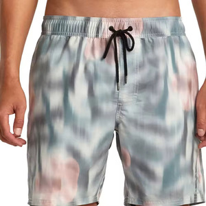 Shorts de plage décontractés respirants pour hommes, taille haute, avec cordon de serrage, doublure en maille, séchage rapide, tissu polyester/coton pour usage quotidien - Product Image 1
