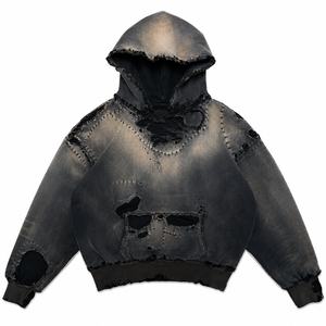 Custom Y2K Streetwear Oversized Heavyweight <b>600GSM</b> 100% Cotton Vintage Wash Distressed Eco-Friendly Windproof Pullover <b>Hoodie</b> - Product Image 1