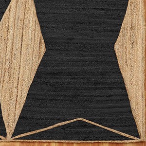 Alfombra Moderna de Yute Negra y Beige con Patrón de Diamantes, Alfombra Tejida Geométrica, Decoración Contemporánea para Sala de Estar y Dormitorio - Product Image 5