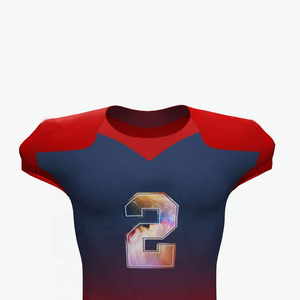 Customizable Red and Navy American Football Jersey V-Neck Short Sleeve Sublimated Print Moisture Wicking Fitted for Men - Product Image 3