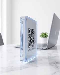 Elegante Soporte de Acrílico Transparente Personalizado para Códigos QR con Luz LED, Fácil de Montar, Estilo Europeo, Independiente para Escritorio - Product Image 3