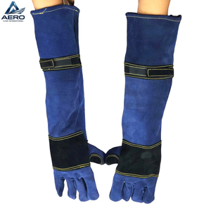 Customized Heavy Duty Blue Split Leather Welding <b>Gloves</b> - Extra Long Protective Welding & Heat Resistant Safety Wear <b>Gloves</b> - Product Image 2