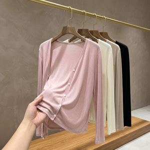 Pull décontracté pour femme à manches longues et taille haute en coton tricoté, pull léger personnalisé avec broderie pour femme, vente en gros - Product Image 3