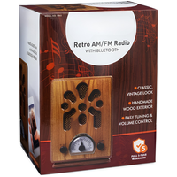 Radio AM/FM classique de style rétro vintage avec Bluetooth - Extérieur en bois véritable fait main - Haut-parleur intégré Modèle VR43