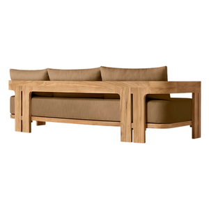 Premium Curved Solid Teak Wood Patio <b>Sofa</b> Three Seater Durable Modern Style <b>Outdoor</b> <b>Sofa</b> for Villa Apartment Patio Garden - Product Image 3