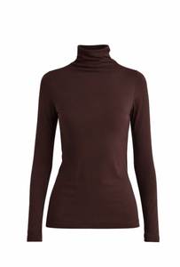 Chemise à manches longues en viscose côtelée unie à col rond pour femme, coupe ample, design simple, pour un usage quotidien - Product Image 1