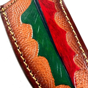 Funda de cuero pintada a mano de alta calidad, hecha en fábrica, para cuchillos de hoja fija. - Product Image 3