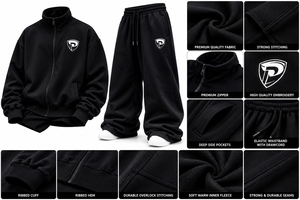 Black Breathable <b>Lightweight</b> <b>Hoodie</b> Jogger Set Contrast Panel Pullover Tracksuit Custom Logo Winter Casual Sportswear - Product Image 2