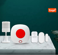 Kit Sistem Alarm WiFi Tuya Sirene Strobo Tombol Panik SOS Bahan ABS Sensor Getaran Suara Bel Pintu Jangkauan Deteksi 100-200m