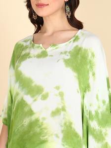 High Quality Designer Rayon Solid Daily Casual <b>Kaftan</b> for Women Sweetheart Neck 3/4 Sleeve <b>Summer</b> Regular Fit Washable - Product Image 5
